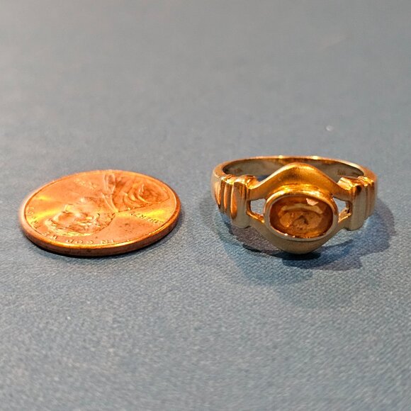 14K Yellow Gold and Citrine Ring, size 6.25 - Picture 8 of 10